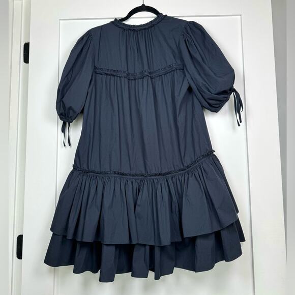 Cinq à Sept Jessalyn Cotton Blend Double Layer Navy Mini Dress Size Large - Picture 8 of 14